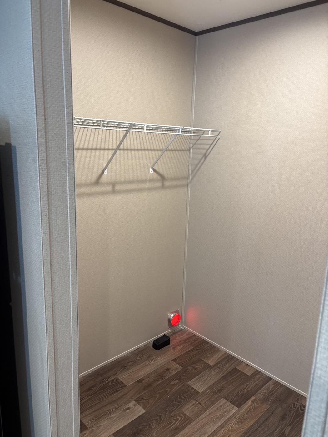 Walk-in closet with wire shelving